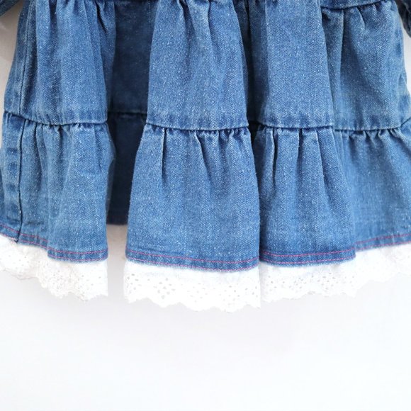 Vintage kids GIRLS CLUB denim frilled dress - Picture 8 of 9